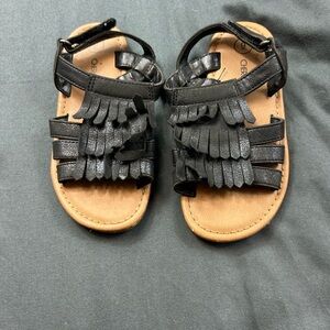 Cherokee Black Fringe Kids Sandals